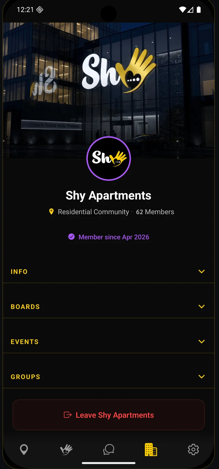 Shy building venue page
